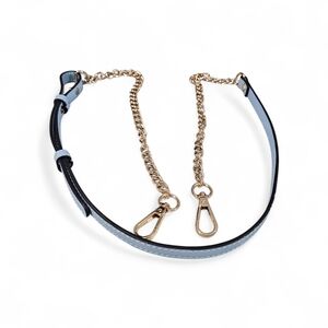 Purse Strap- Light Blue Leather And Gold Chain